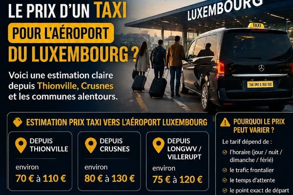 ✈️ Prix taxi Aéroport de Luxembourg : estimation depuis Thionville, Crusnes et alentours