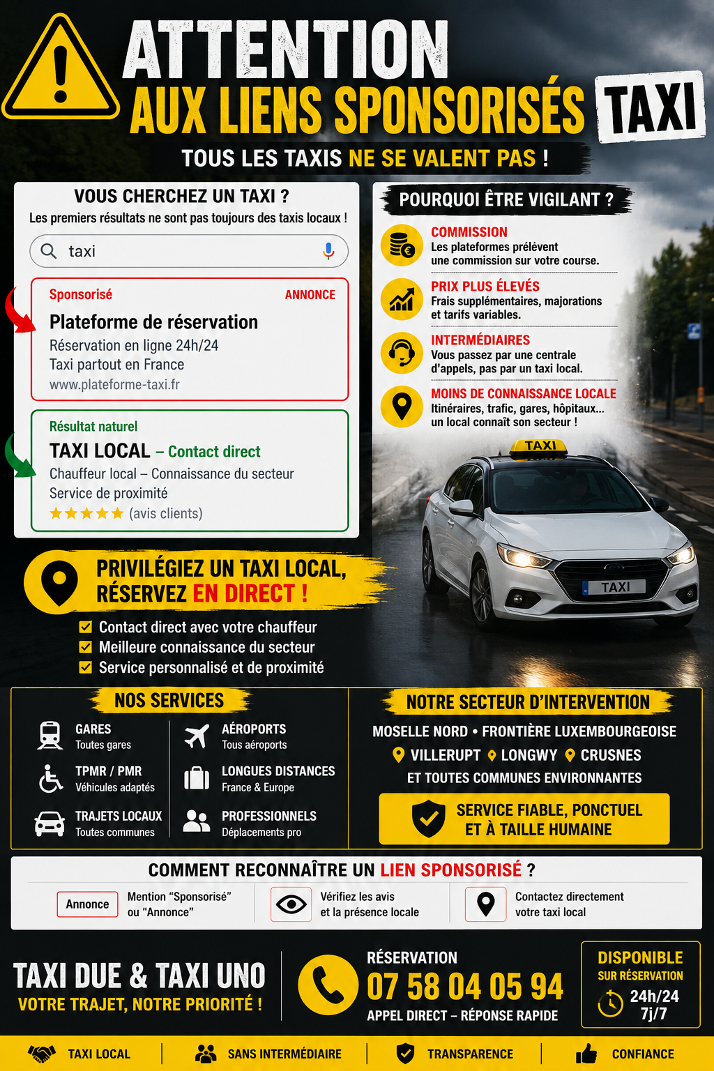 Attention aux liens sponsorisés taxi